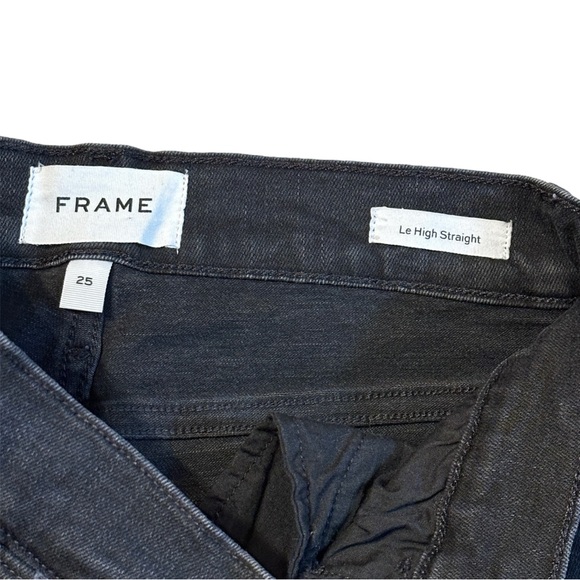Frame Denim Le High Straight Released Hem Condor Distressed Black Wash Size 25 - Picture 7 of 11